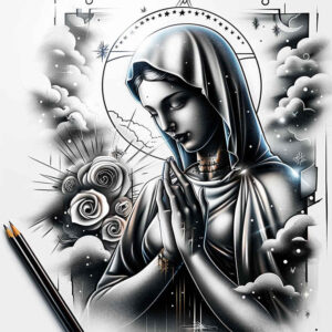 madonna – tattoo design ideas free ai generated – transparent-layer – for-fingers – Gallery: mary-inkby-ai