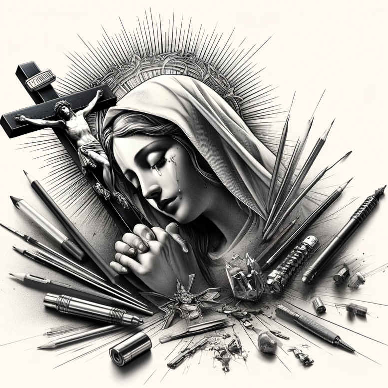 mary-and-blessing – tattoo design ideas free ai generated – anatomical-accuracy – for-arm – Gallery: mary-inkby-ai