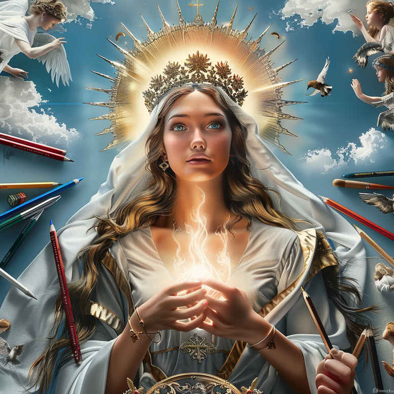 mary-and-blessing – tattoo design ideas free ai generated – light-and-shadow-play – for-upper-arm – Gallery: mary-inkby-ai