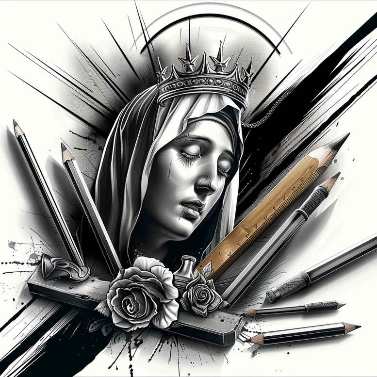 mary-and-grace – tattoo design ideas free ai generated – ai-generated-realism – for-scapula – Gallery: mary-inkby-ai