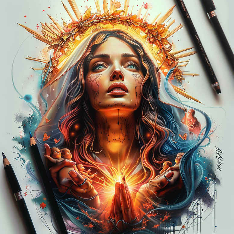 mary-and-grace – tattoo design ideas free ai generated – contour-shading – for-back-of-neck – Gallery: mary-inkby-ai