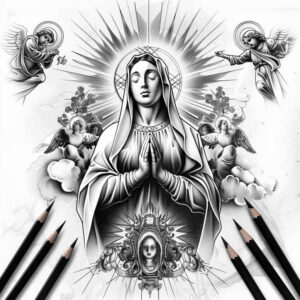 mary-and-grace – tattoo design ideas free ai generated – transparent-layer – for-back-of-neck – Gallery: mary-inkby-ai