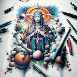 mary-and-hope – tattoo design ideas free ai generated – gradient-tones – for-shoulder – Gallery: mary-inkby-ai