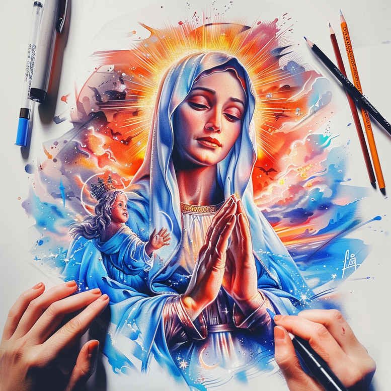 mary-and-hope – tattoo design ideas free ai generated – optical-depth – for-temple – Gallery: mary-inkby-ai