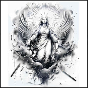 mary-and-hope – tattoo design ideas free ai generated – realistic-movement – for-full-back – Gallery: mary-inkby-ai