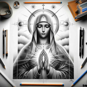 mary-and-love – tattoo design ideas free ai generated – clean-lines – for-inner-arm – Gallery: mary-inkby-ai