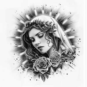 mary-and-love – tattoo design ideas free ai generated – dynamic-shadows – for-arm – Gallery: mary-inkby-ai
