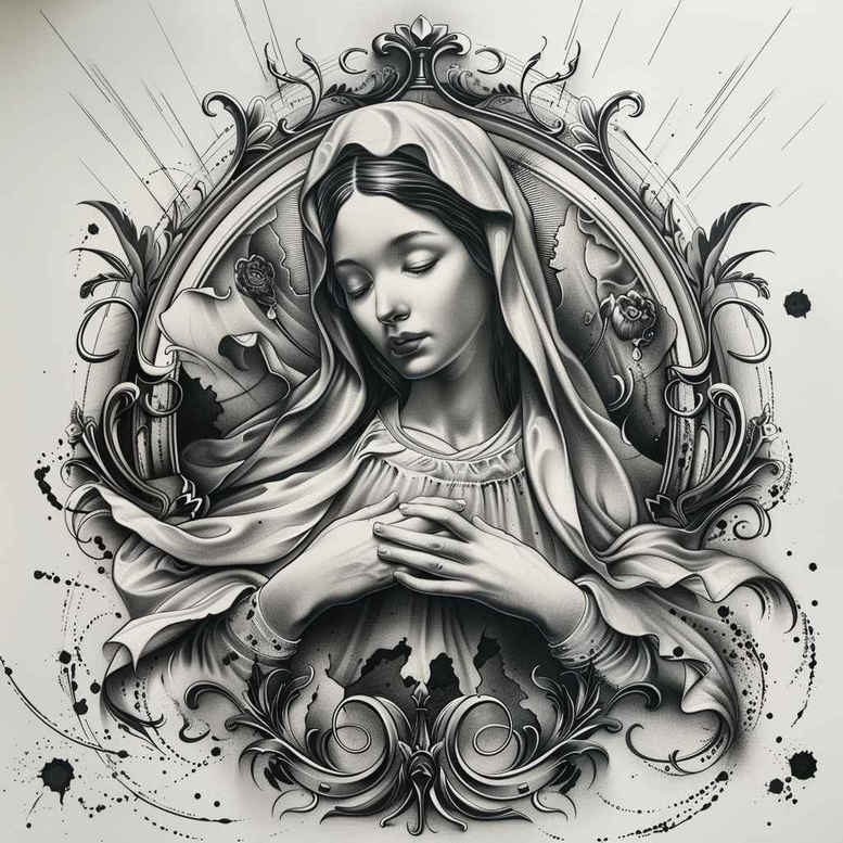 mary-and-love – tattoo design ideas free ai generated – optical-illusion – for-biceps – Gallery: mary-inkby-ai
