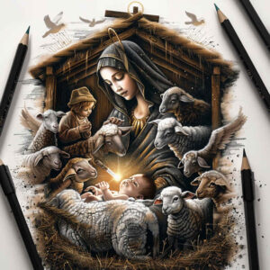 mary-and-mercy – tattoo design ideas free ai generated – emotional-realism – for-lower-leg – Gallery: mary-inkby-ai