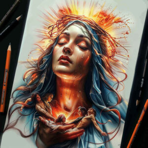 mary-and-mercy – tattoo design ideas free ai generated – realistic – for-shoulder-blade – Gallery: mary-inkby-ai