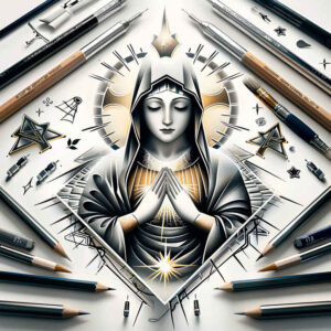 mary-and-spirituality-for-men – tattoo design ideas free ai generated – high-resolution-tattoo – for-upper-back – Gallery: mary-inkby-ai
