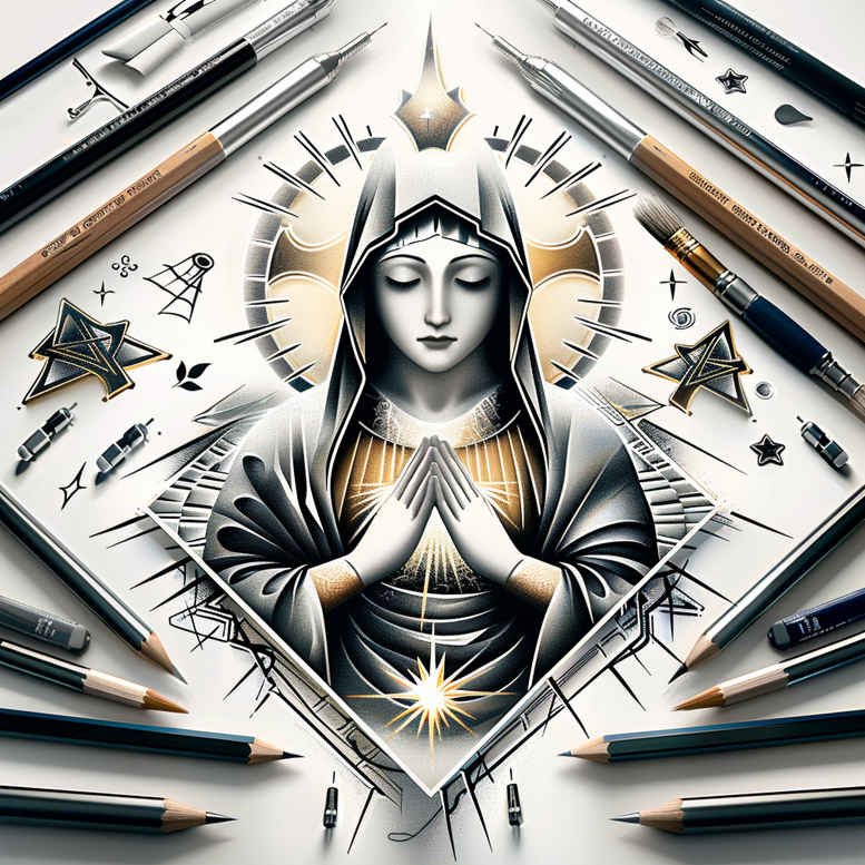 mary-and-spirituality-for-men – tattoo design ideas free ai generated – high-resolution-tattoo – for-upper-back – Gallery: mary-inkby-ai