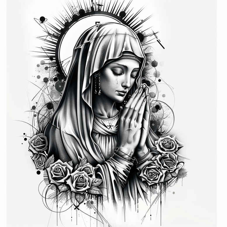 mary-and-spirituality-for-men – tattoo design ideas free ai generated – natural-blush – for-upper-thigh – Gallery: mary-inkby-ai