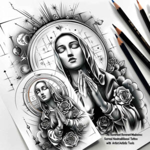 mary-as-guide – tattoo design ideas free ai generated – light-reflections – for-collarbone – Gallery: mary-inkby-ai