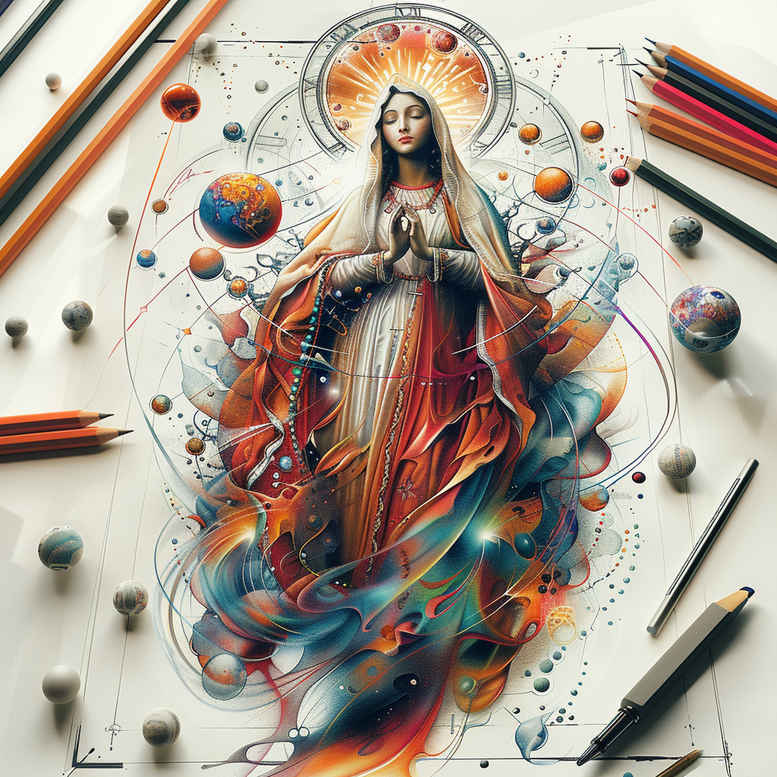 mary-as-guide – tattoo design ideas free ai generated – light-reflections – for-triceps – Gallery: mary-inkby-ai
