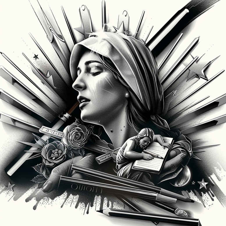 mary-as-guide – tattoo design ideas free ai generated – realistic-color – for-triceps – Gallery: mary-inkby-ai