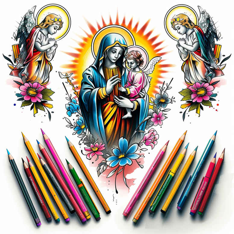 mary-as-guide – tattoo design ideas free ai generated – refined-contrast – for-wrist-side – Gallery: mary-inkby-ai