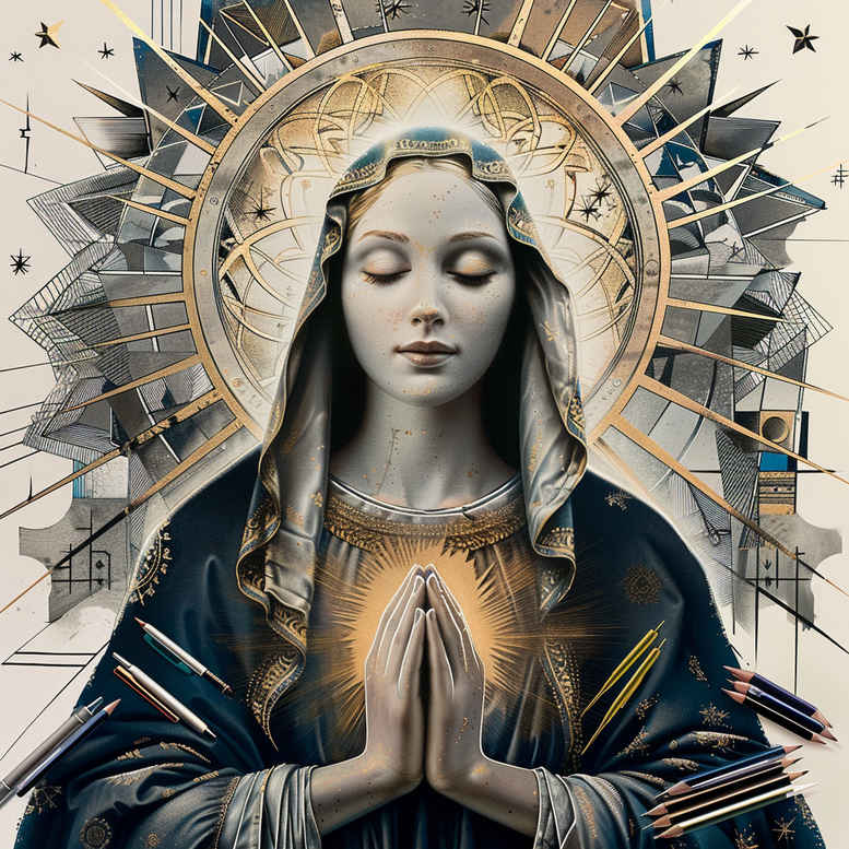 mary-as-guide – tattoo design ideas free ai generated – tonal-depth – for-fingers – Gallery: mary-inkby-ai