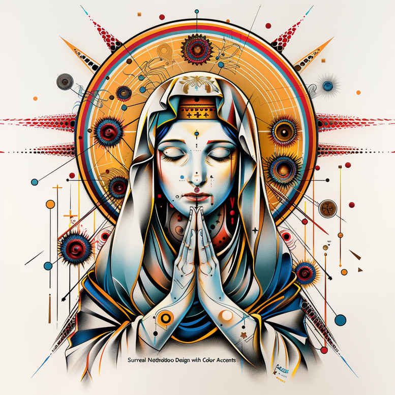 mary-as-protector – tattoo design ideas free ai generated – realistic-lighting – for-thigh – Gallery: mary-inkby-ai