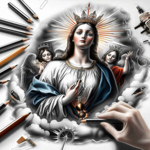 mary-as-role-model – tattoo design ideas free ai generated – subtle-saturation – for-toe – Gallery: mary-inkby-ai