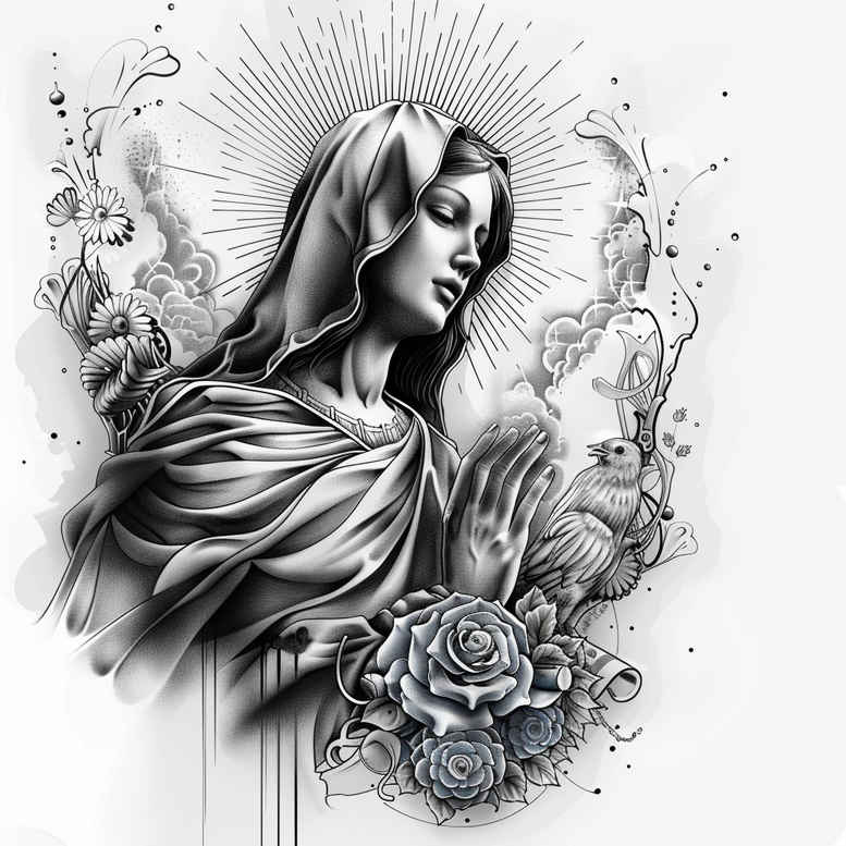 mary-as-role-model – tattoo design ideas free ai generated – tattoo-reflection – for-ankle – Gallery: mary-inkby-ai