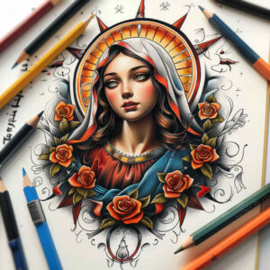 mary-in-christian-tradition – tattoo design ideas free ai generated – tattoo-reflection – for-palm – Gallery: mary-inkby-ai