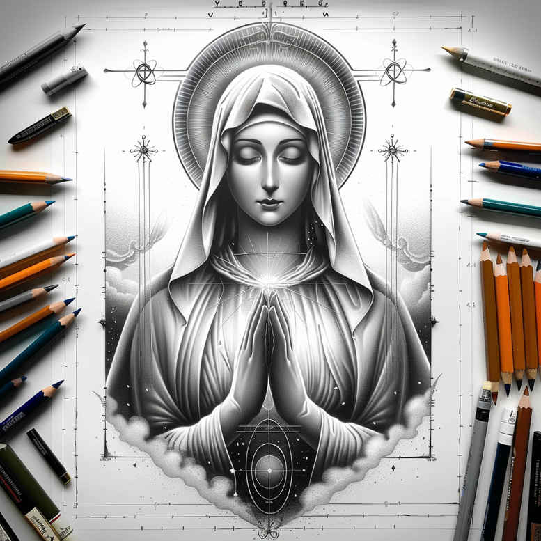 mary-in-iconography – tattoo design ideas free ai generated – photo-like-tattoo – for-upper-chest – Gallery: mary-inkby-ai