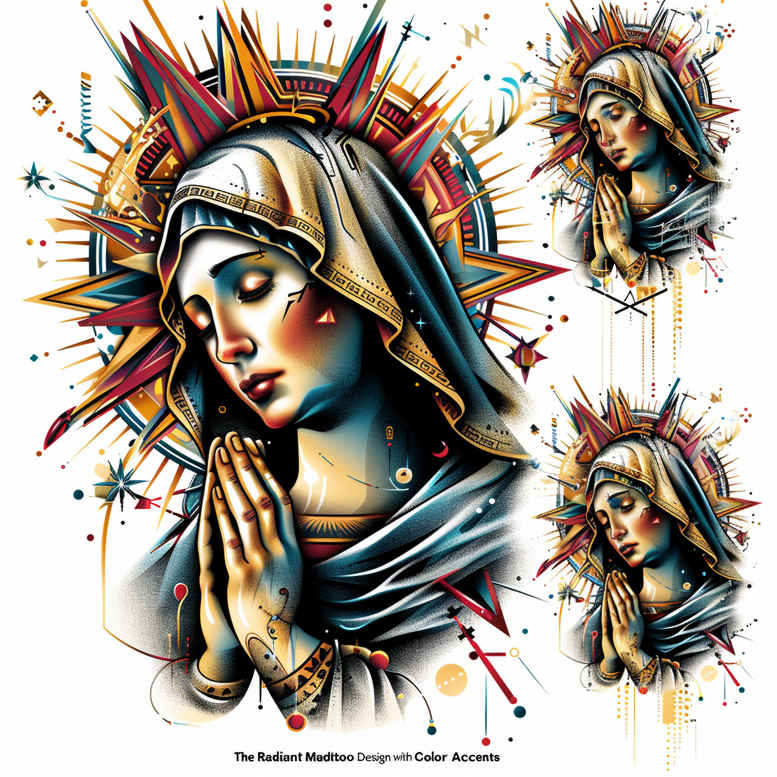mary-in-iconography – tattoo design ideas free ai generated – photo-realistic – for-lower-chest – Gallery: mary-inkby-ai
