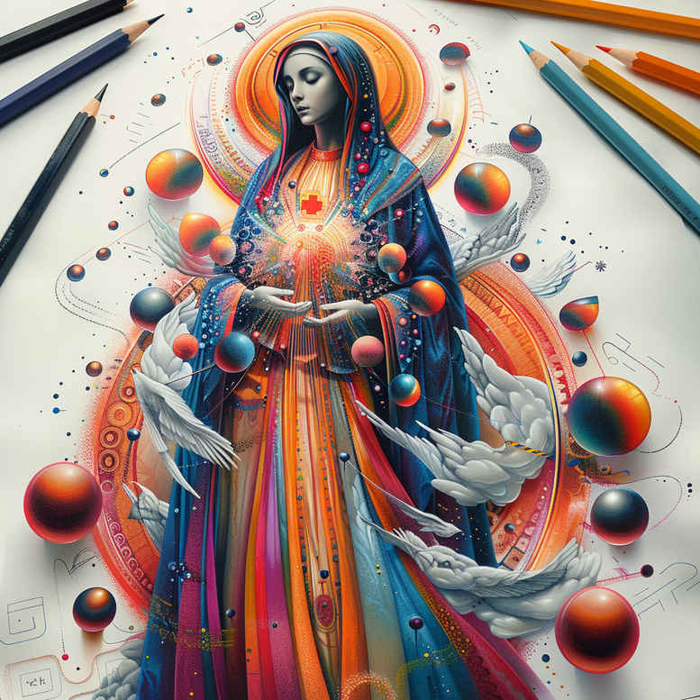 mary-in-prayer – tattoo design ideas free ai generated – form-fidelity – for-upper-shoulder – Gallery: mary-inkby-ai
