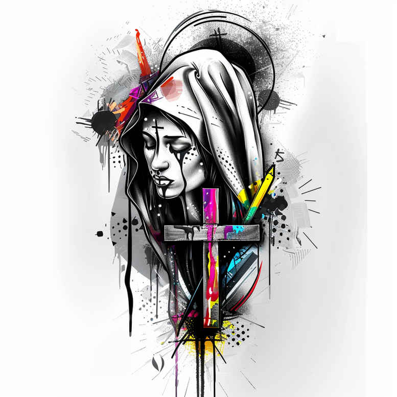 mary-in-sacred-art – tattoo design ideas free ai generated – crisp-detail – for-biceps – Gallery: mary-inkby-ai