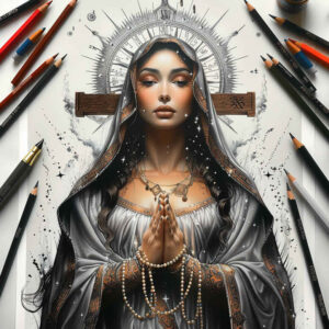 mary-in-sacred-art – tattoo design ideas free ai generated – fine-lines – for-nape – Gallery: mary-inkby-ai