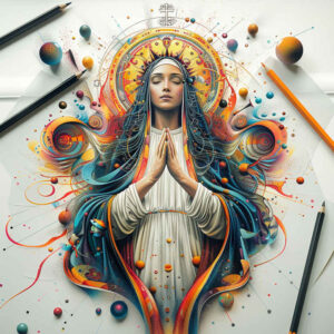 mary-in-sacred-art – tattoo design ideas free ai generated – glowing-edges – for-biceps – Gallery: mary-inkby-ai