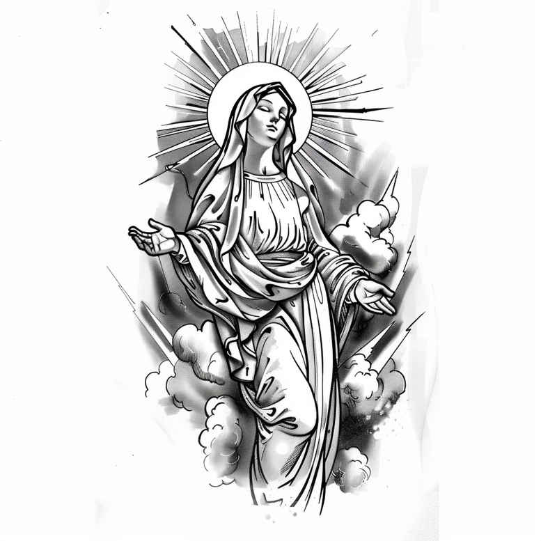 mary-in-sacred-art – tattoo design ideas free ai generated – skin-illusion – for-lower-back – Gallery: mary-inkby-ai