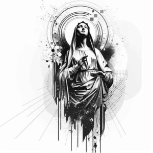 mary-in-spirituality – tattoo design ideas free ai generated – ink-precision – for-collarbone – Gallery: mary-inkby-ai