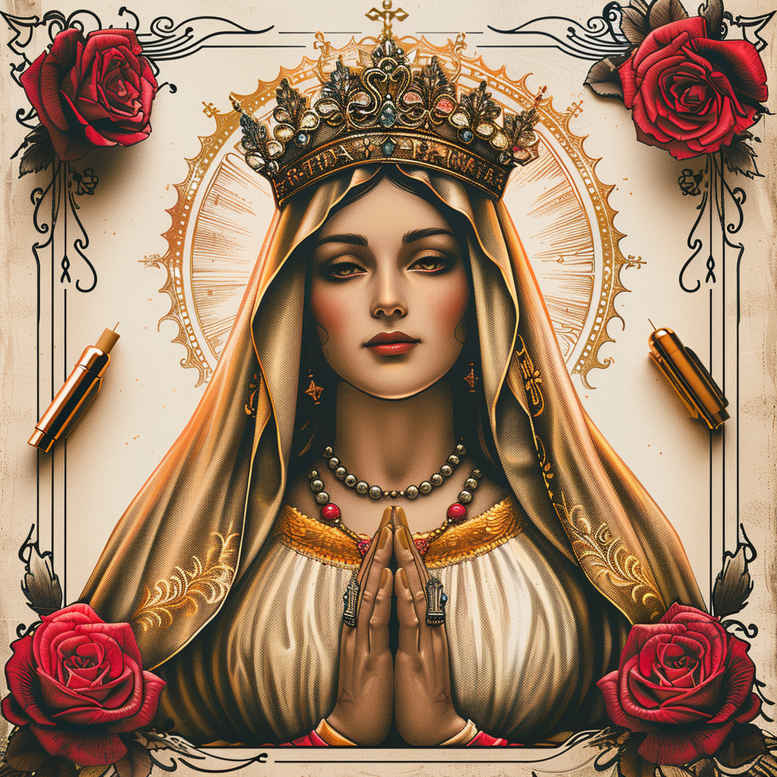 mary-in-spirituality – tattoo design ideas free ai generated – real-shadows – for-upper-chest – Gallery: mary-inkby-ai