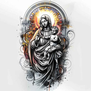 mary-in-spirituality – tattoo design ideas free ai generated – sharp-focus – for-wrist – Gallery: mary-inkby-ai