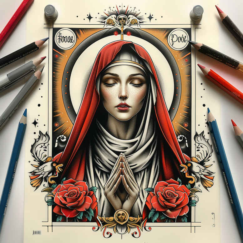 mary – tattoo design ideas free ai generated – minimal-grain – for-behind-ear – Gallery: mary-inkby-ai