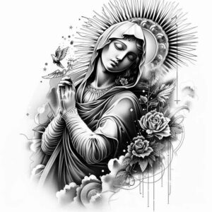 mary – tattoo design ideas free ai generated – skin-texture – for-stomach – Gallery: mary-inkby-ai