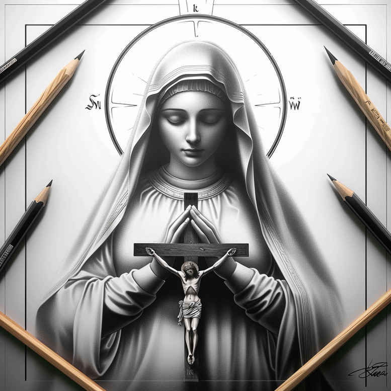 mary-mother-symbol – tattoo design ideas free ai generated – cgi-realism – for-forearm – Gallery: mary-inkby-ai