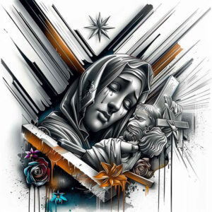 mary-mother-symbol – tattoo design ideas free ai generated – emotional-realism – for-foot – Gallery: mary-inkby-ai