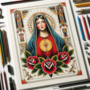 mary-mother-symbol – tattoo design ideas free ai generated – visual-truth – for-calf – Gallery: mary-inkby-ai
