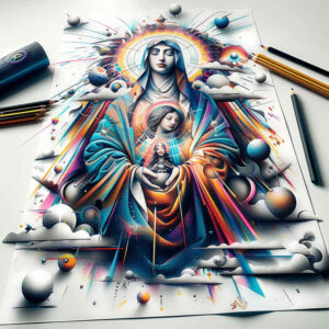 mary-peace-symbol – tattoo design ideas free ai generated – deep-shadows – for-lower-back – Gallery: mary-inkby-ai