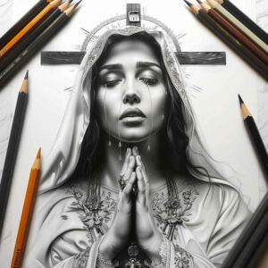 mary-peace-symbol – tattoo design ideas free ai generated – soft-focus – for-spine – Gallery: mary-inkby-ai