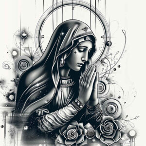 mary-purity-symbol – tattoo design ideas free ai generated – skin-texture – for-upper-back – Gallery: mary-inkby-ai