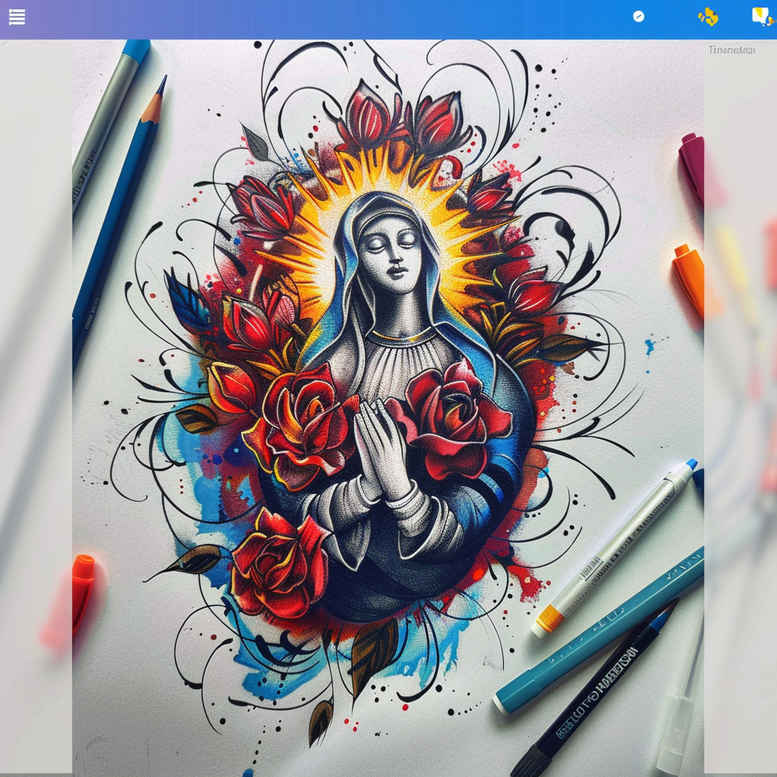 mary-tattoo – tattoo design ideas free ai generated – depth-illusion – for-wrist-side – Gallery: mary-inkby-ai