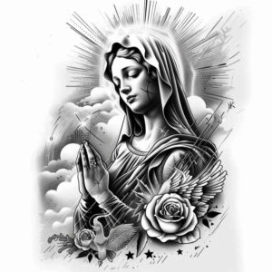 mary-tattoo – tattoo design ideas free ai generated – light-and-shadow-play – for-back – Gallery: mary-inkby-ai