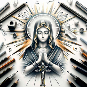 mary-with-angels – tattoo design ideas free ai generated – photo-accuracy – for-sternum – Gallery: mary-inkby-ai