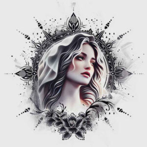 mary-with-child – tattoo design ideas free ai generated – clean-background – for-outer-arm – Gallery: mary-inkby-ai