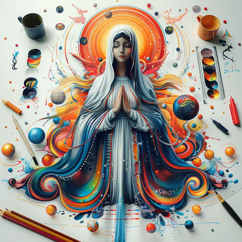 mary-with-cloak – tattoo design ideas free ai generated – natural-contours – for-side – Gallery: mary-inkby-ai