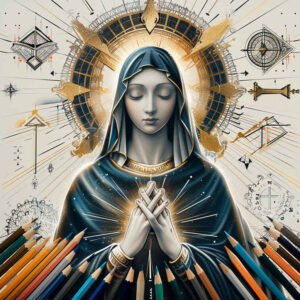 mary-with-crown – tattoo design ideas free ai generated – focal-blur – for-shin – Gallery: mary-inkby-ai
